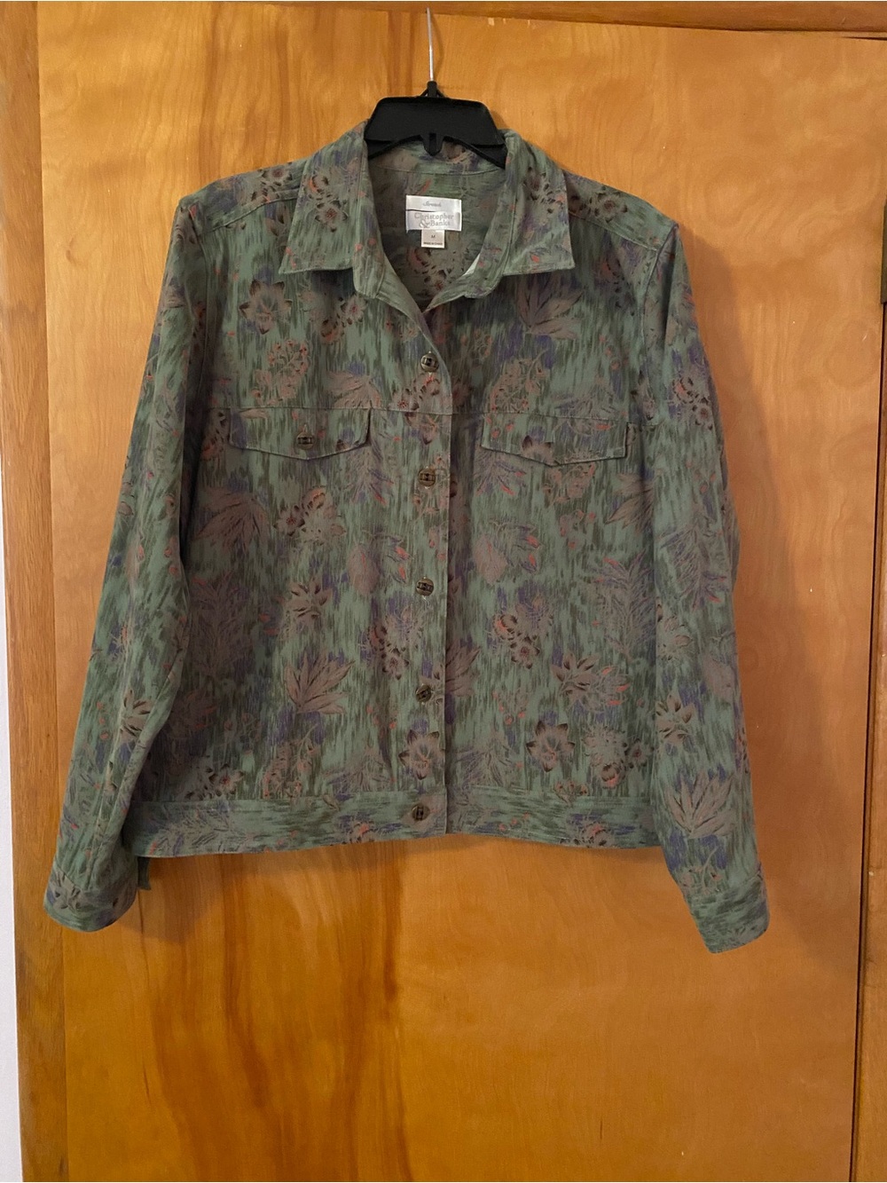 Christopher & Banks Green Floral Button-Front Jacket